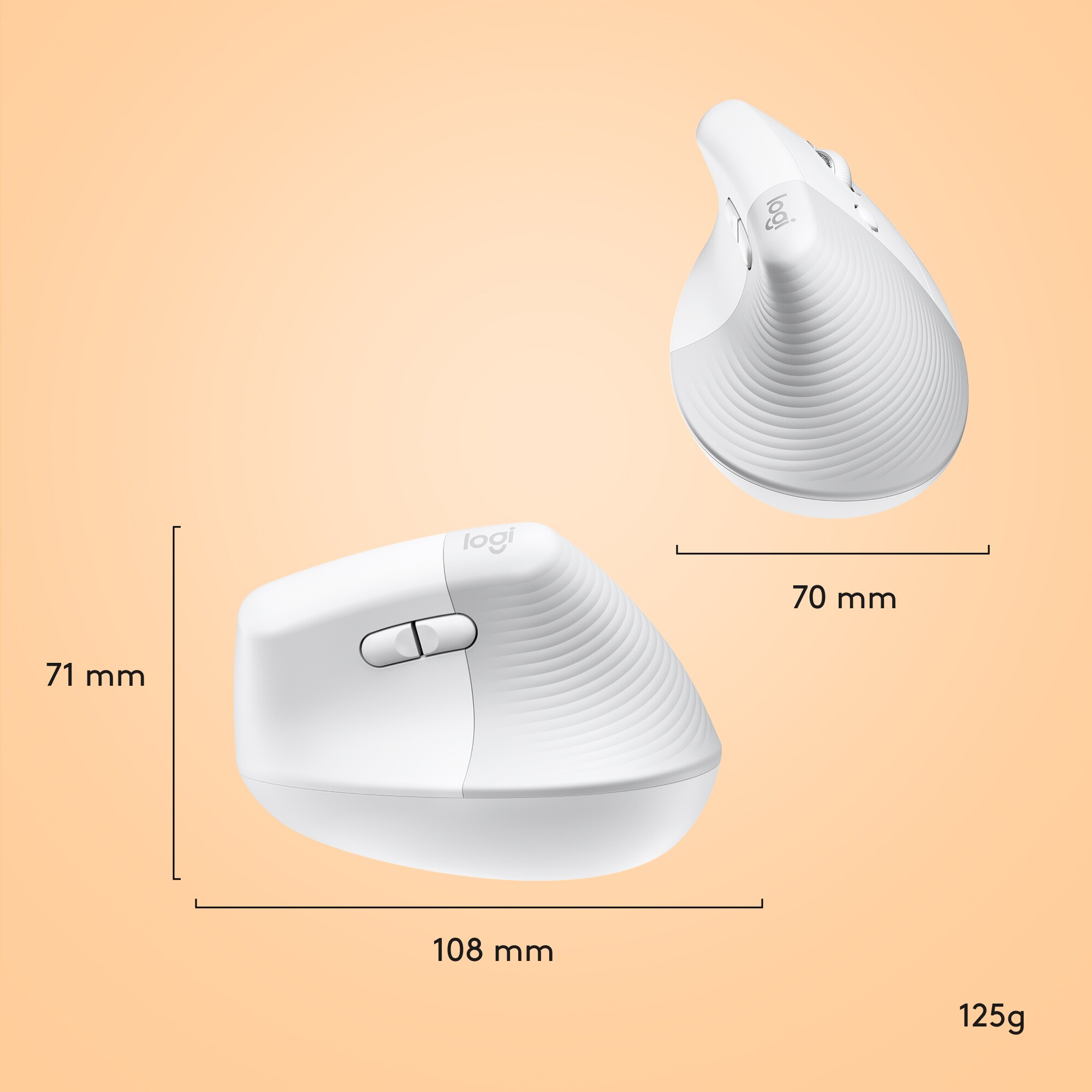 Logitech Lift für Mac Vertical Ergonomische Kabellose Maus Off White