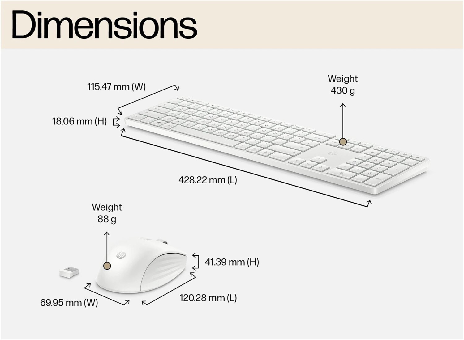 HP 650 Kabellose Maus-Tastaturkombination Weiß