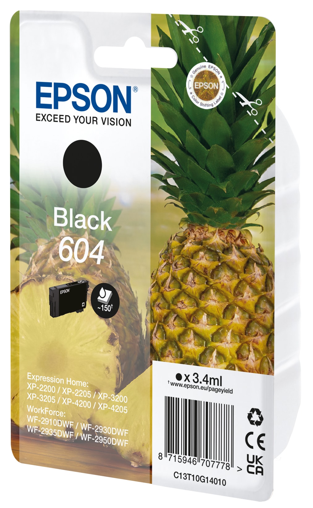 Epson 604 Original Druckerpatrone Schwarz C13T10G14010 Ananas Tinte