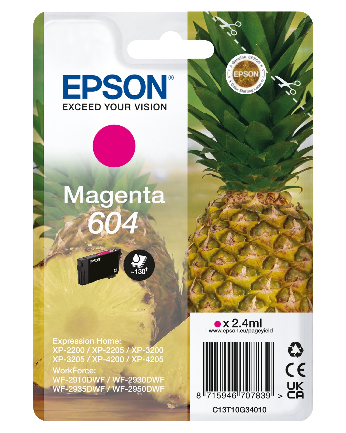 Epson 604 Original Druckerpatrone Magenta C13T10G34010 Ananas Tinte