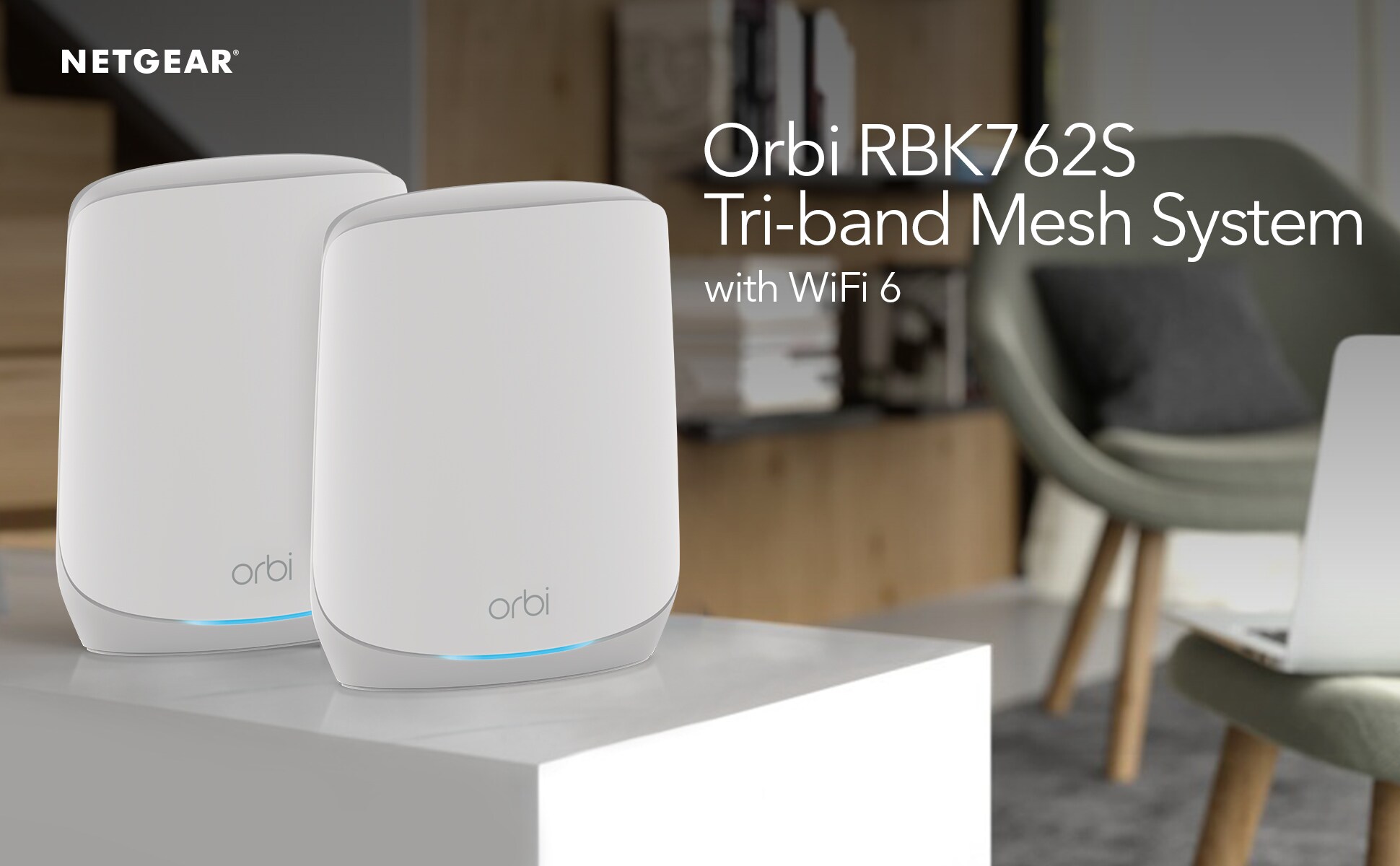 Netgear Orbi AX5400 Tri-Band Mesh WiFi 6 System RBK762 (Router, Satellit)