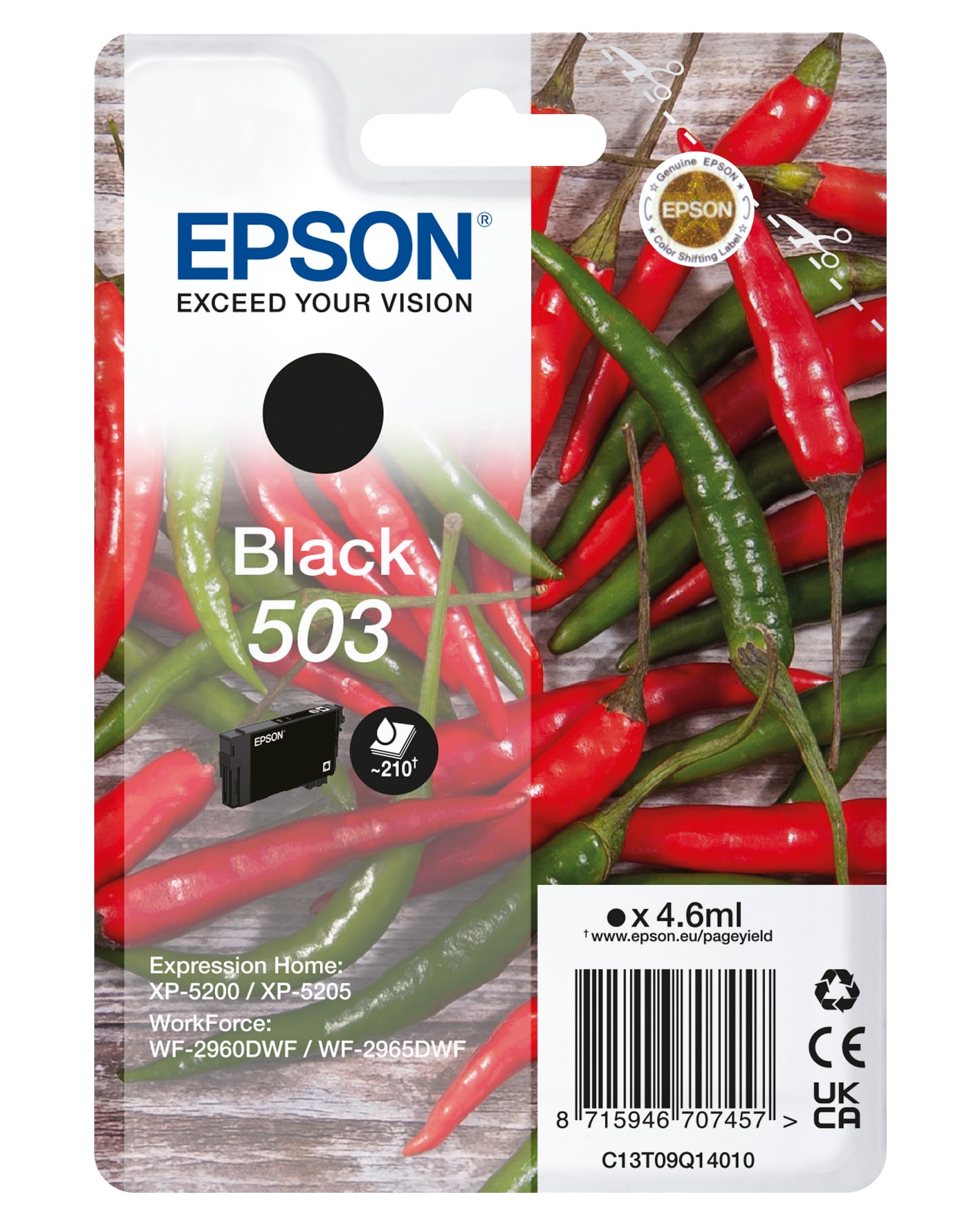 Epson 503 Original Druckerpatrone Schwarz C13T09Q14010 Chilischoten-Tinte