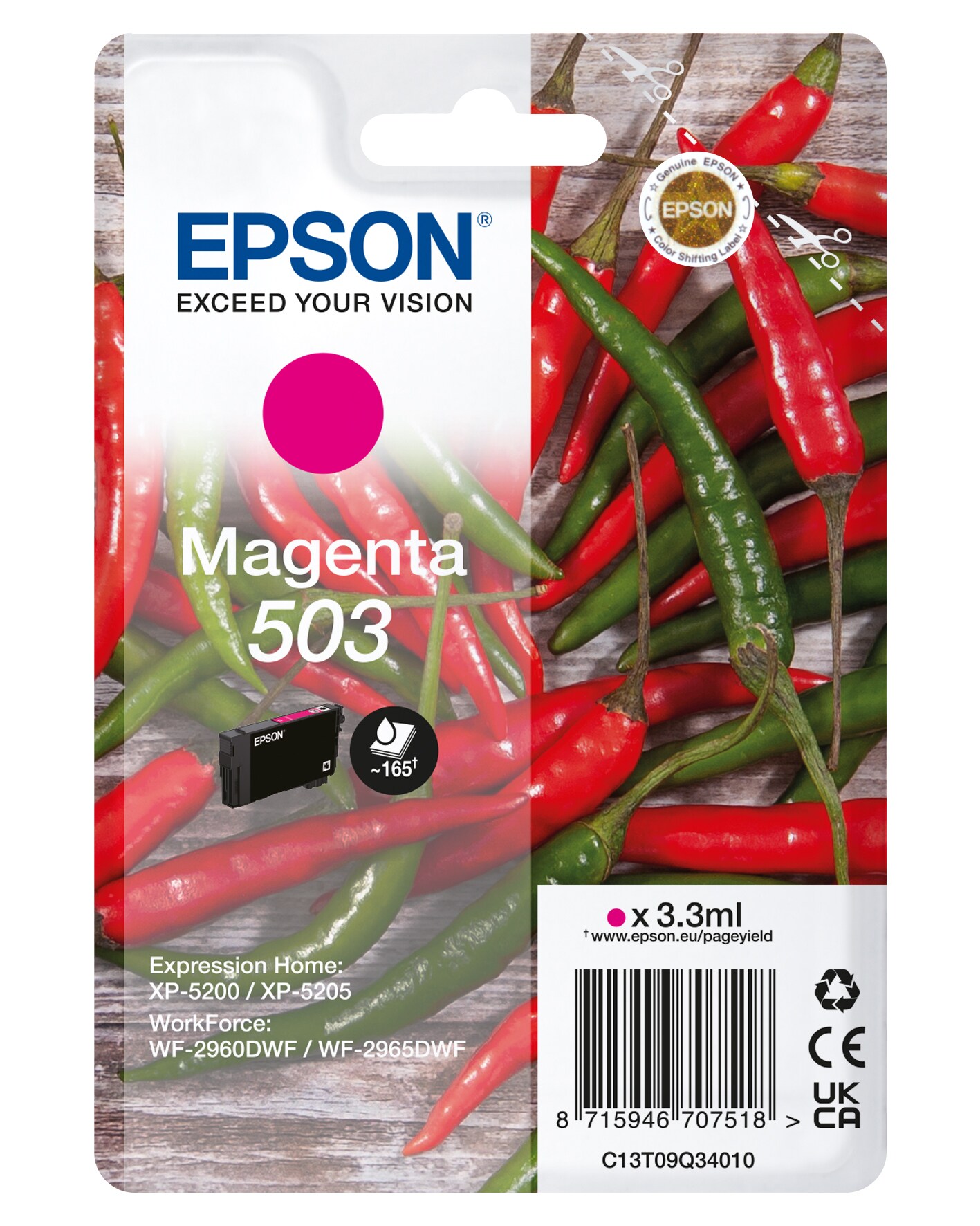 Epson 503 Original Druckerpatrone Magenta C13T09Q34010 Chilischoten-Tinte