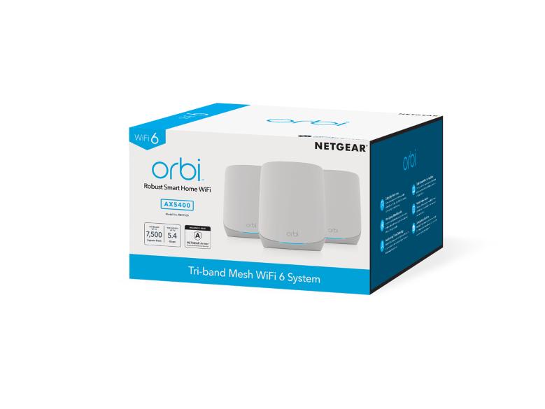 Netgear Orbi AX5400 Tri-Band Mesh WiFi 6 System RBK763 (Router, 2xSatellit)