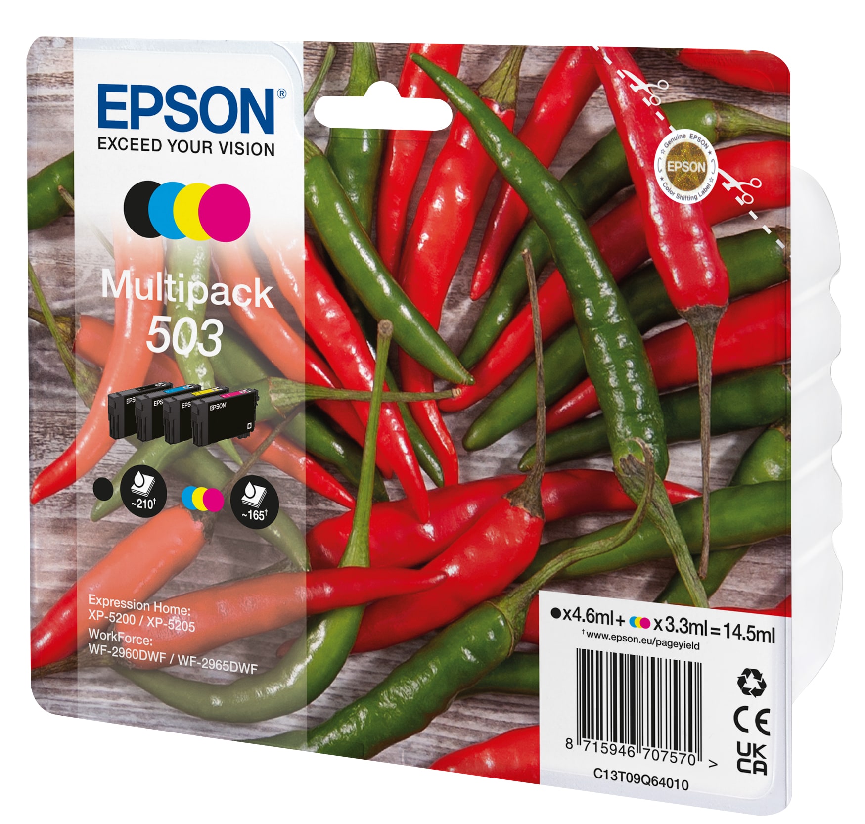 Epson 503 Original Druckerpatrone Multipack C13T09Q64010 Chilischoten-Tinte