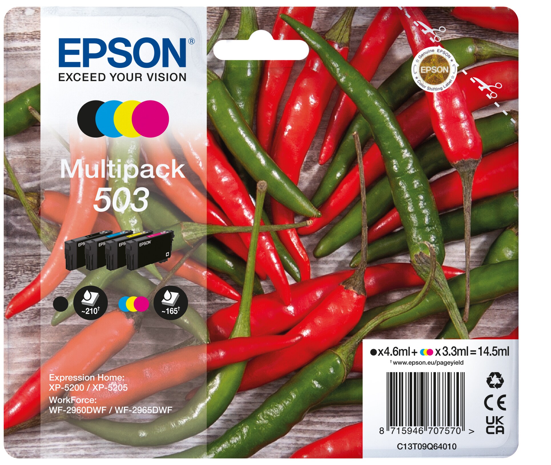 Epson 503 Original Druckerpatrone Multipack C13T09Q64010 Chilischoten-Tinte