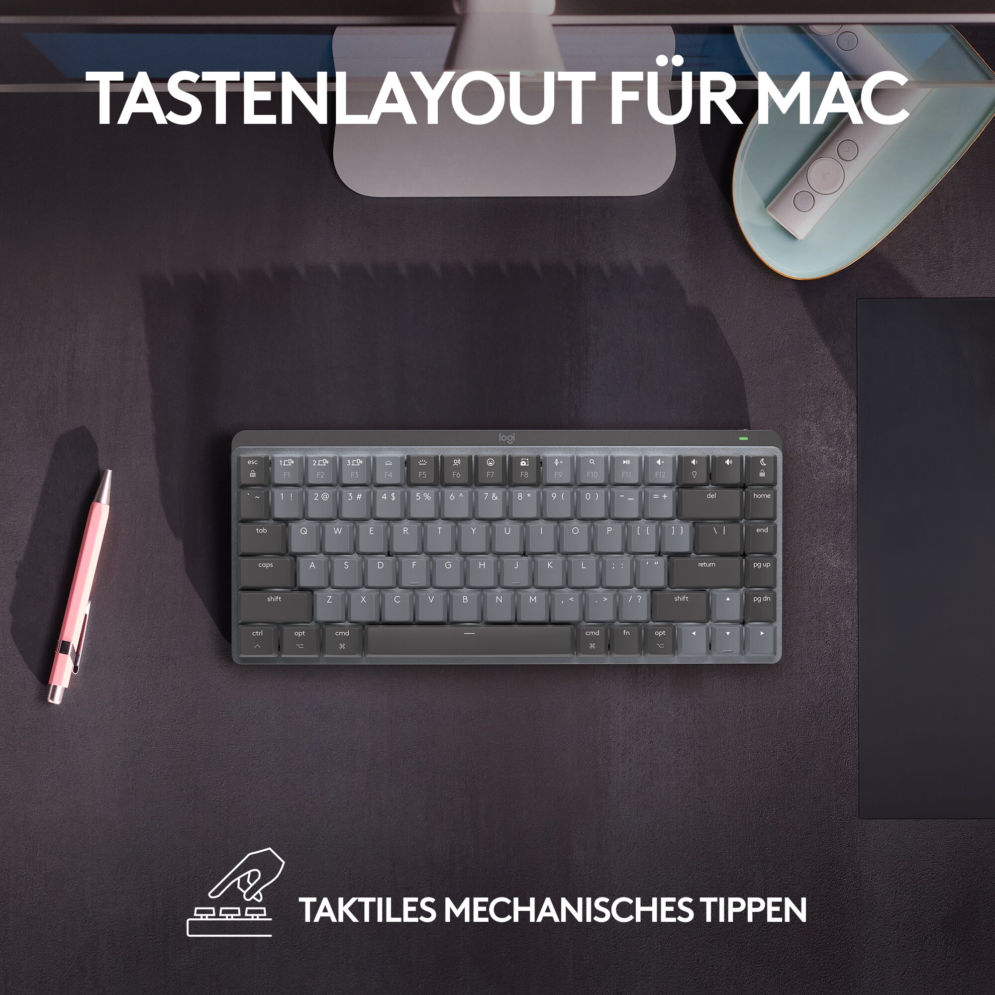 Logitech MX Mechanical Mini für Mac Kabellose Tastatur Dunkelgrau