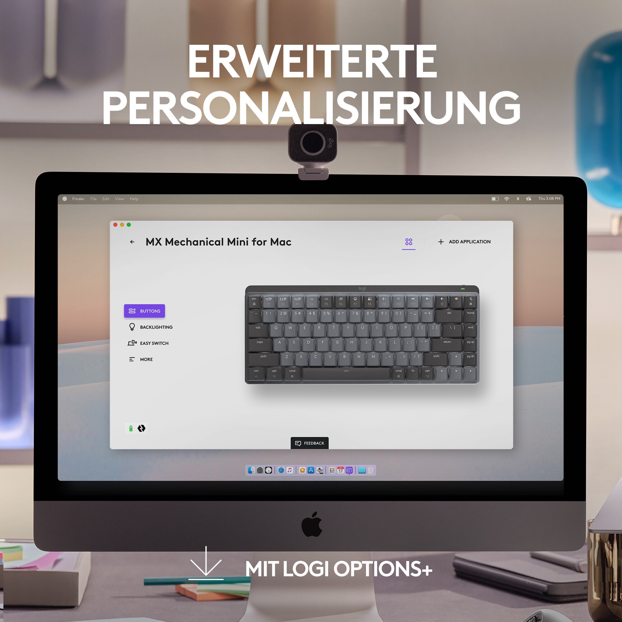 Logitech MX Mechanical Mini für Mac Kabellose Tastatur Dunkelgrau