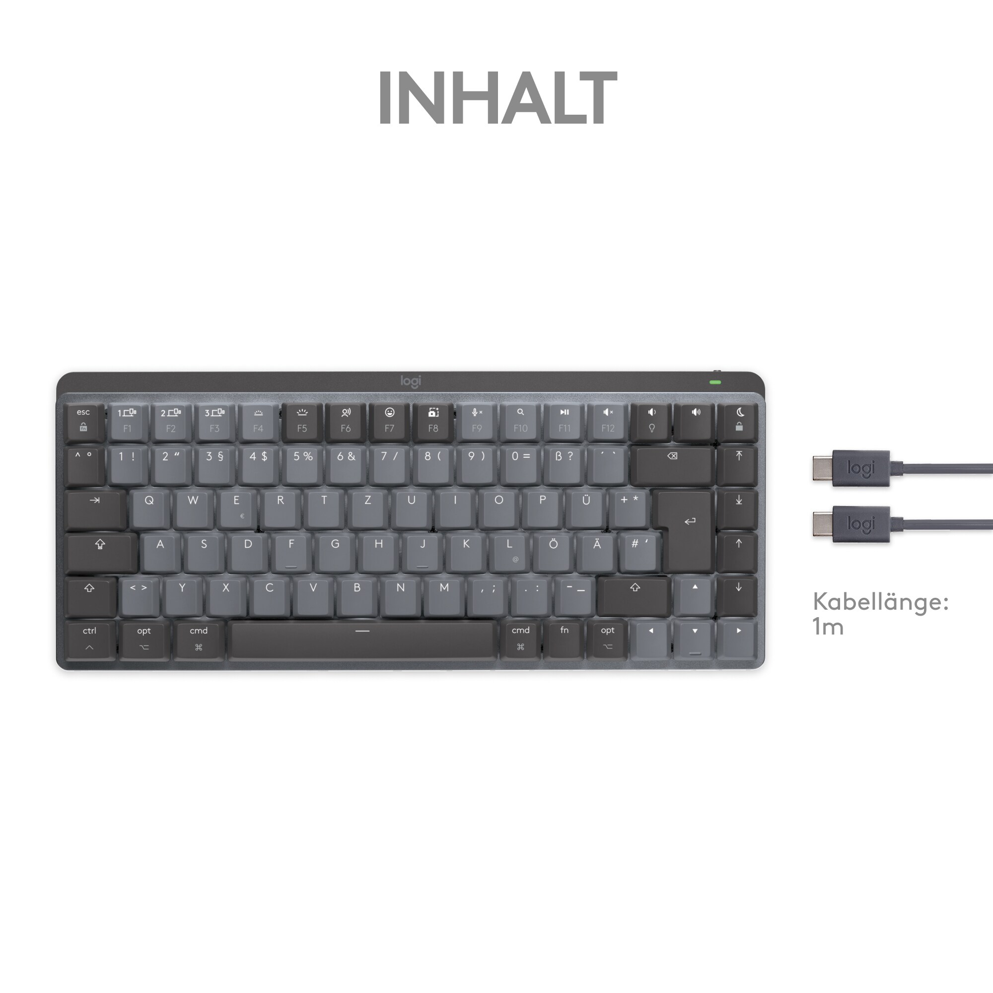 Logitech MX Mechanical Mini für Mac Kabellose Tastatur Dunkelgrau