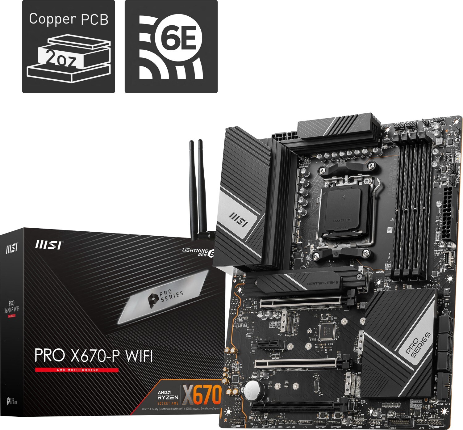 MSI PRO-P X670-P WIFI ATX Mainboard Sockel AM5 4x M.2/USB-C/WIFI/BT