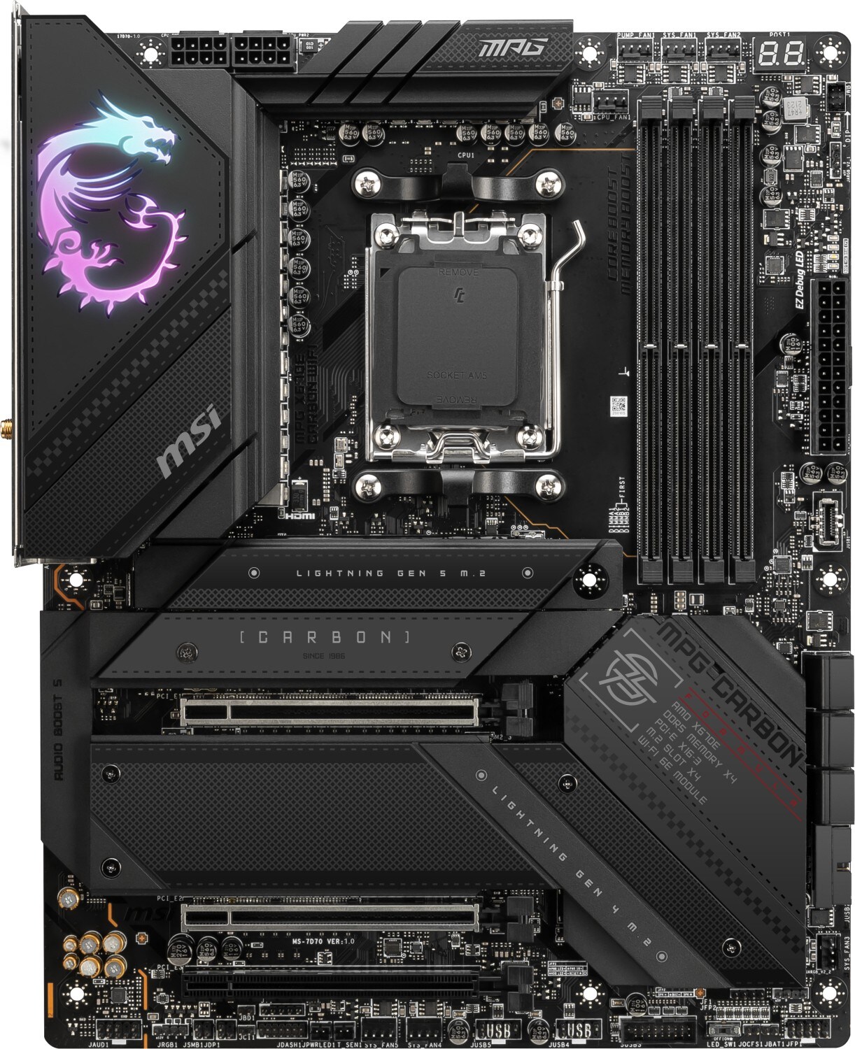 MSI MPG X670E Carbon Wifi ATX Mainboard Sockel AM5 4x M.2/USB-C/HDMI/DP