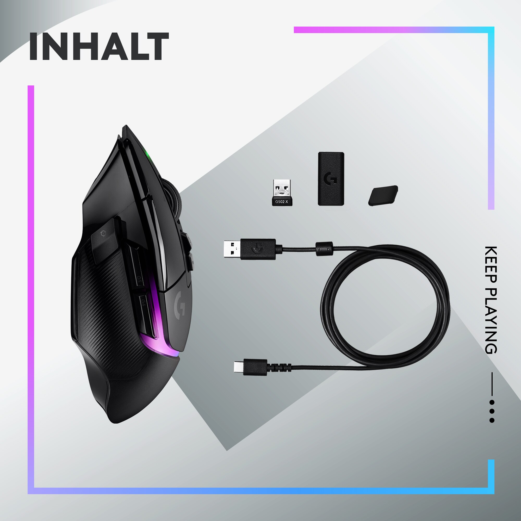 Logitech G502 X Plus LIGHTSYNC RGB Kabellose Gaming Maus Schwarz 