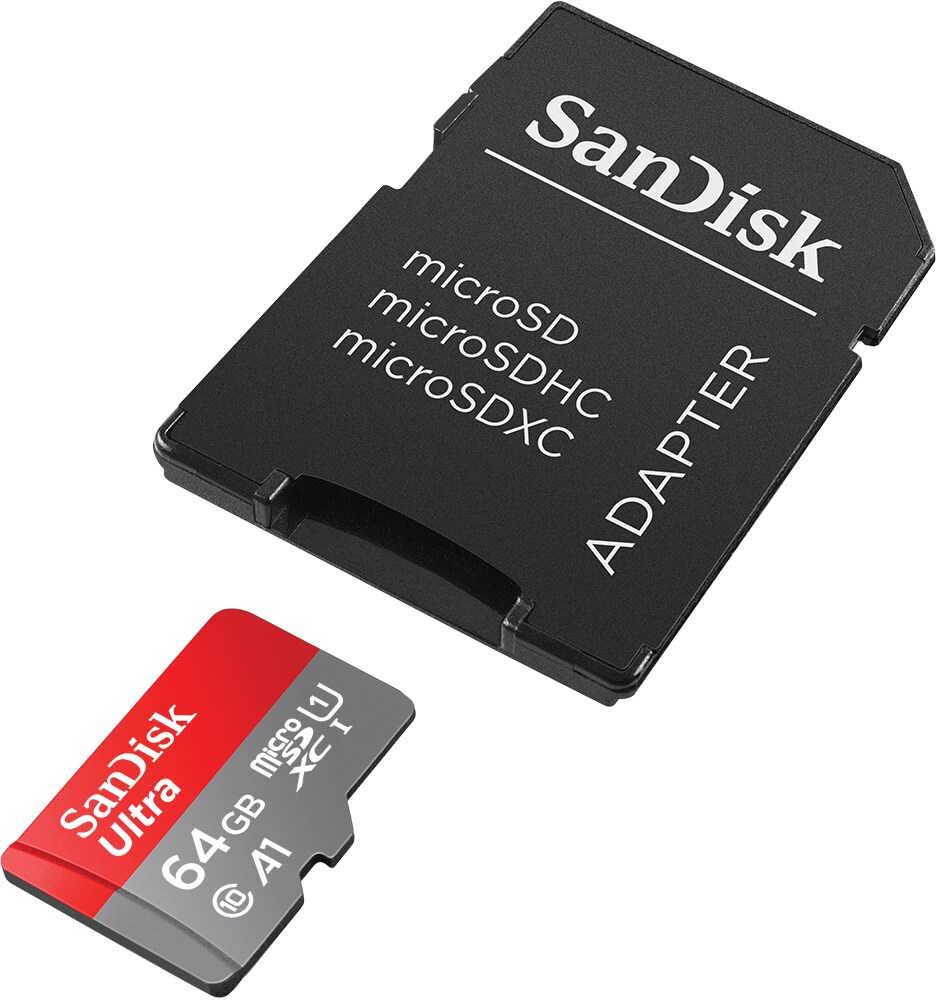 SanDisk Ultra 64 GB microSDHC Speicherkarte Kit (2022) bis 140 MB/s, C10, U1, A1