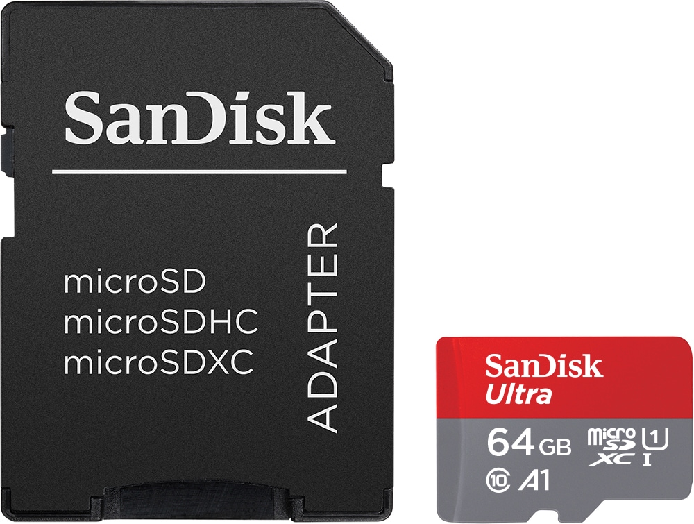 SanDisk Ultra 64 GB microSDHC Speicherkarte Kit (2022) bis 140 MB/s, C10, U1, A1