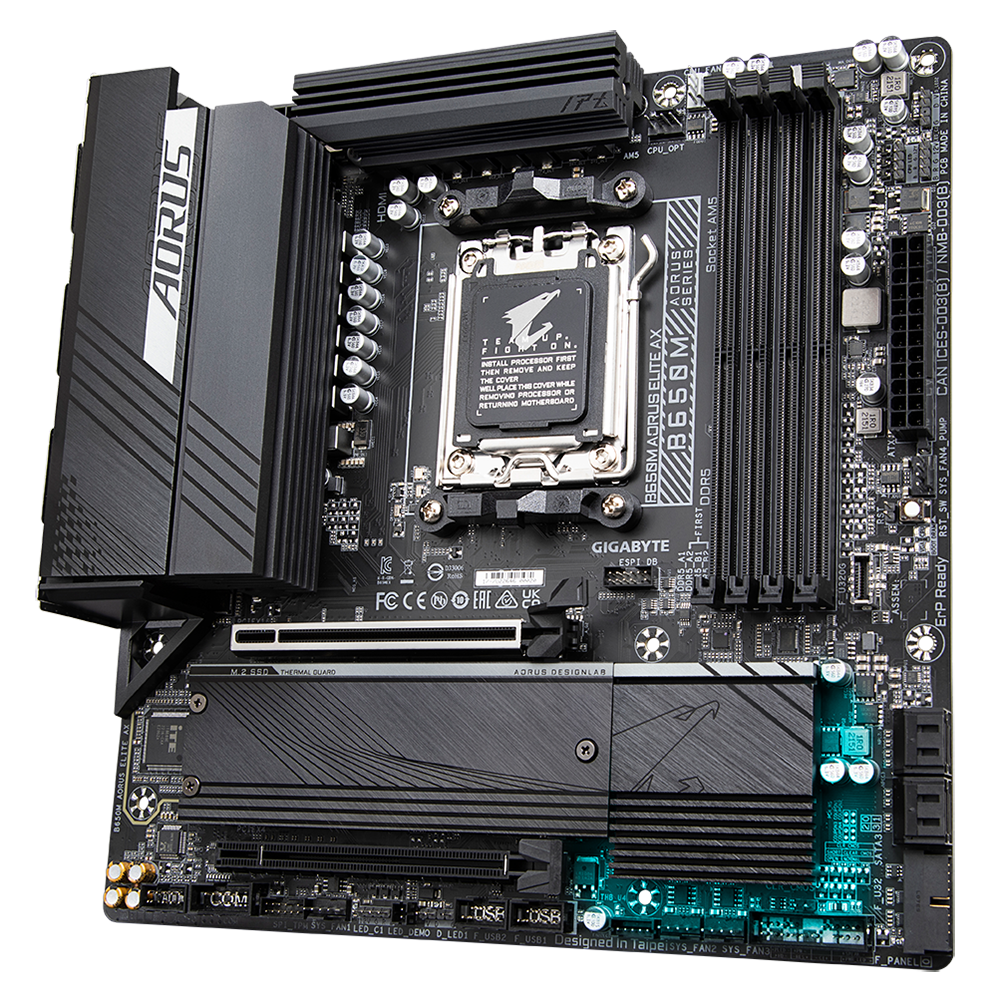 GIGABYTE B650M AORUS ELITE AX mATX Mainboard Sockel AM5 HDMI/USB-C/M.2/WIFI6E