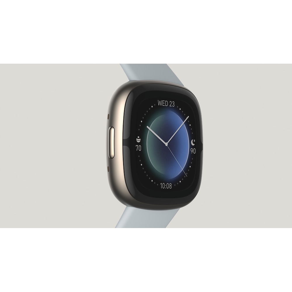 Fitbit Sense 2 Fitess-Smartwatch Nebelblau/Softgold
