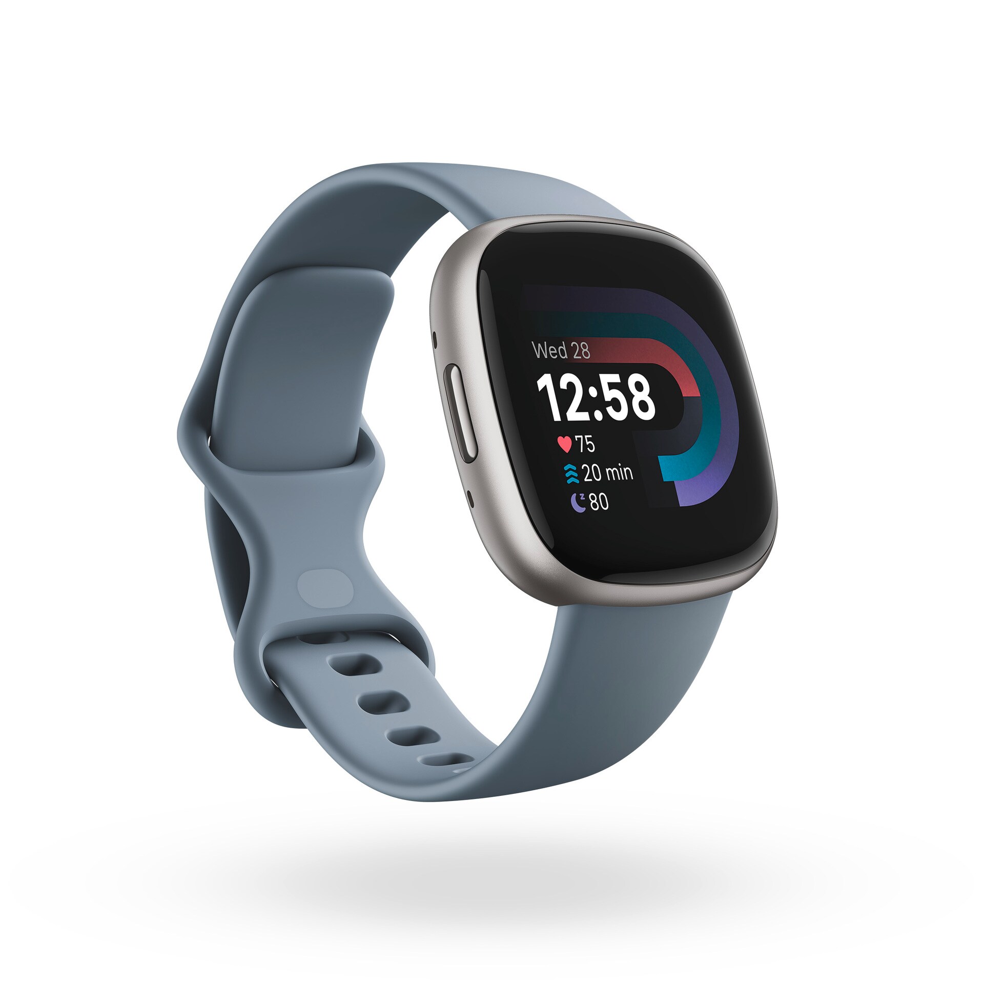 Fitbit Versa 4 Fitness-Smartwatch Blaugrau/Platin ++ Cyberport