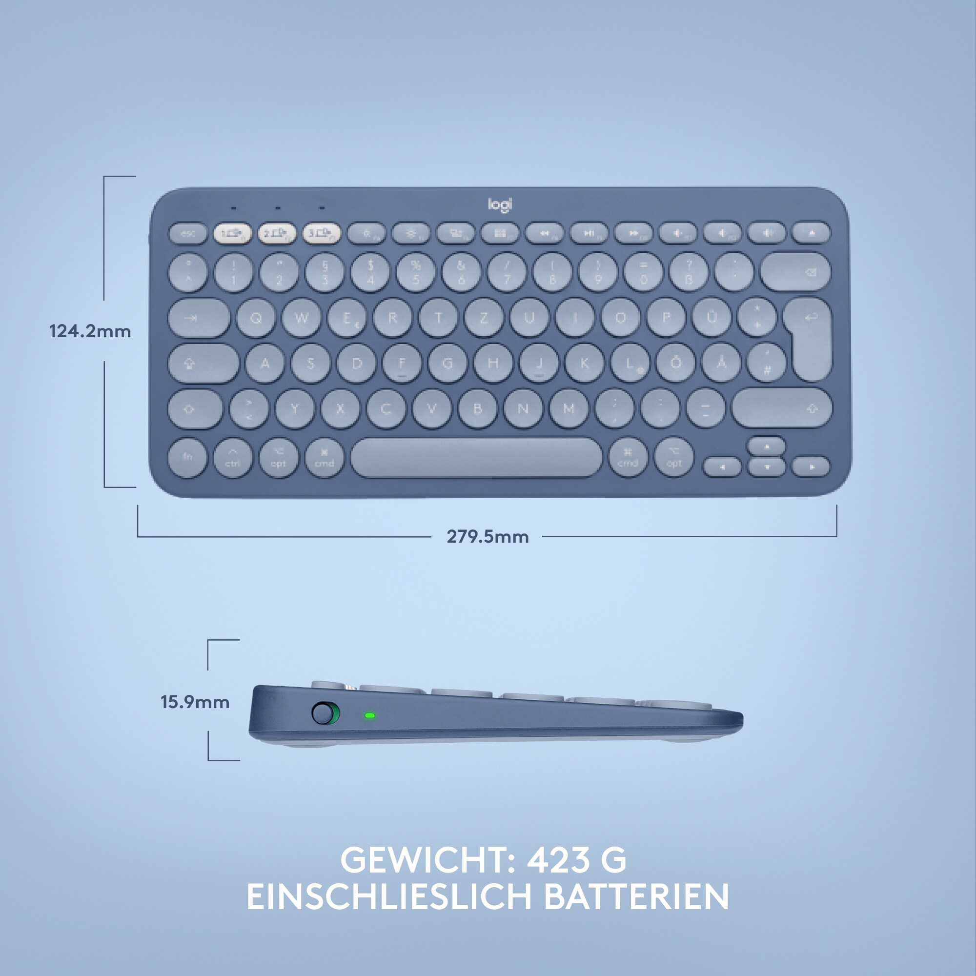 Logitech K380 für Mac Kabellose Tastatur blau