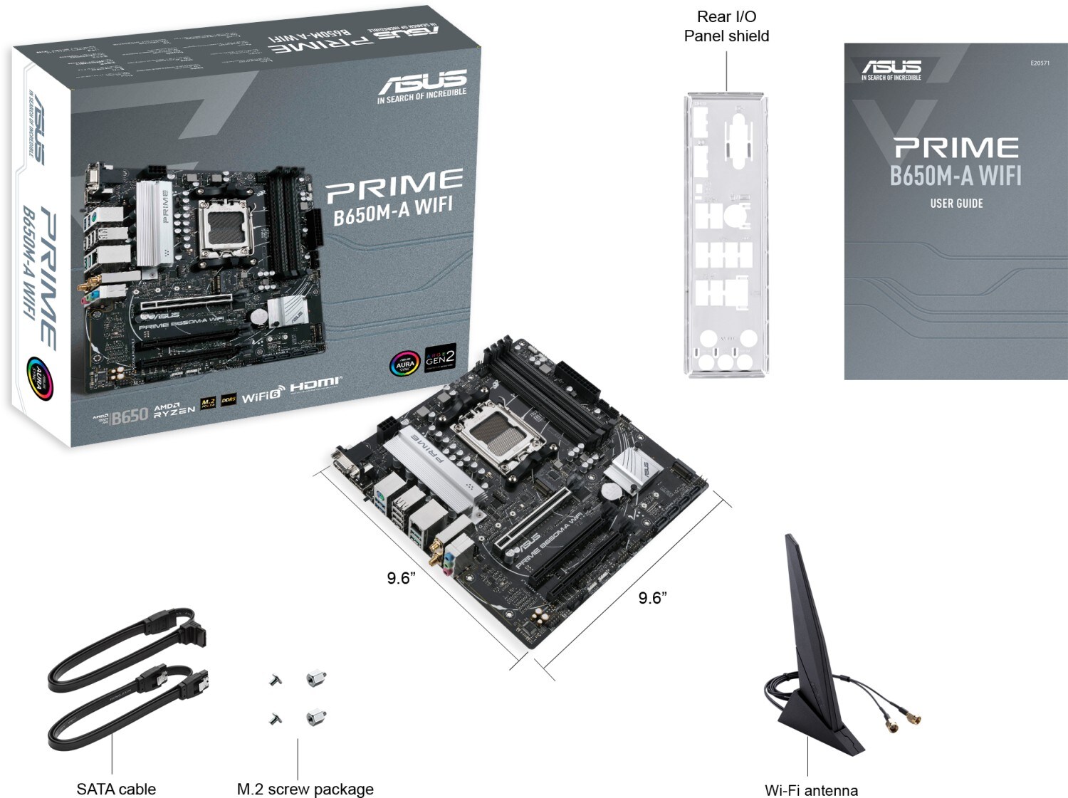 ASUS PRIME B650M-A WIFI mATX Mainboard Sockel AM5 M.2/USB3.2 Typ C/HDMI/DP/VGA