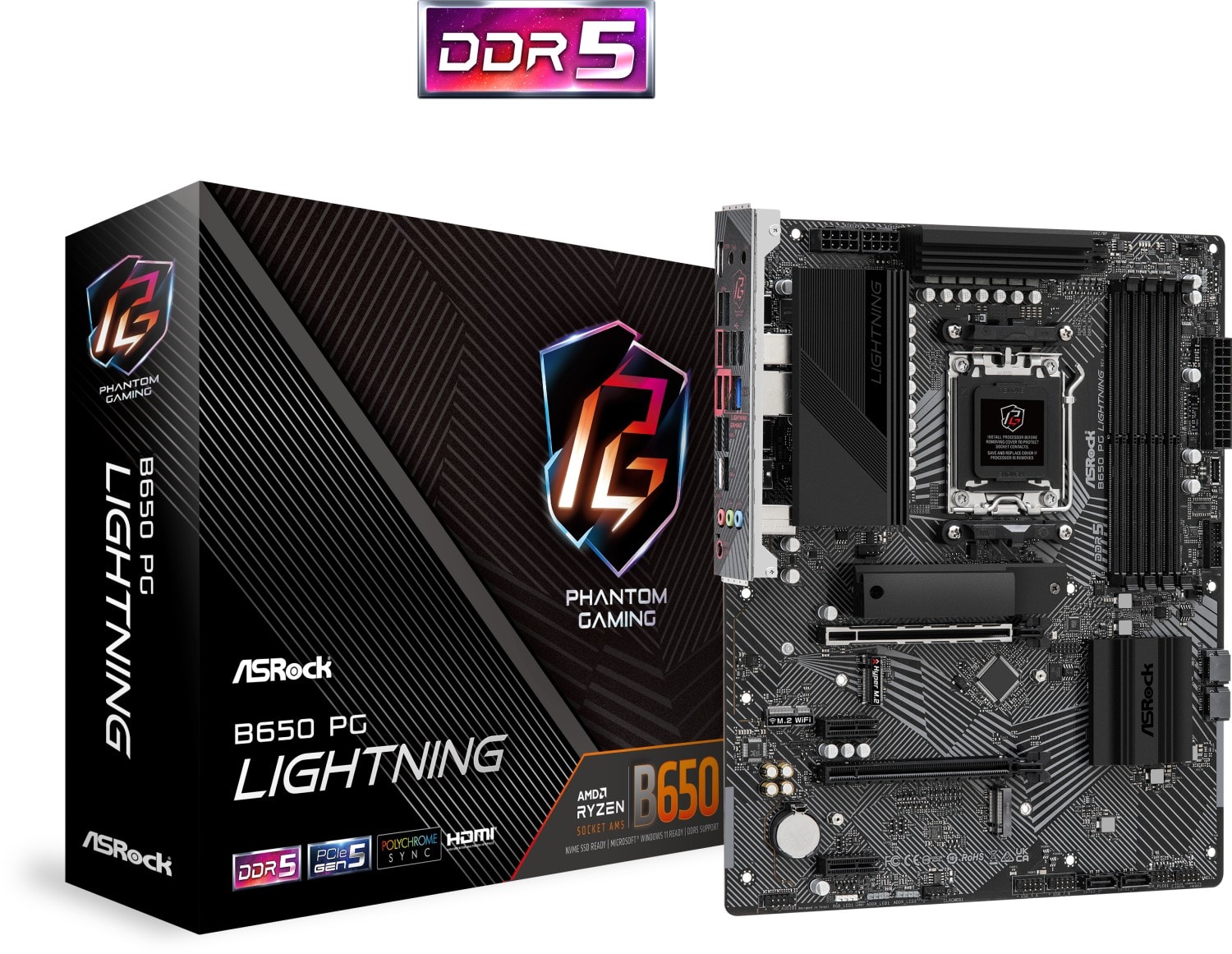 ASRock B650 PG LIGHTNING ATX Mainboard AM5/HDMI/M.2/USB-C