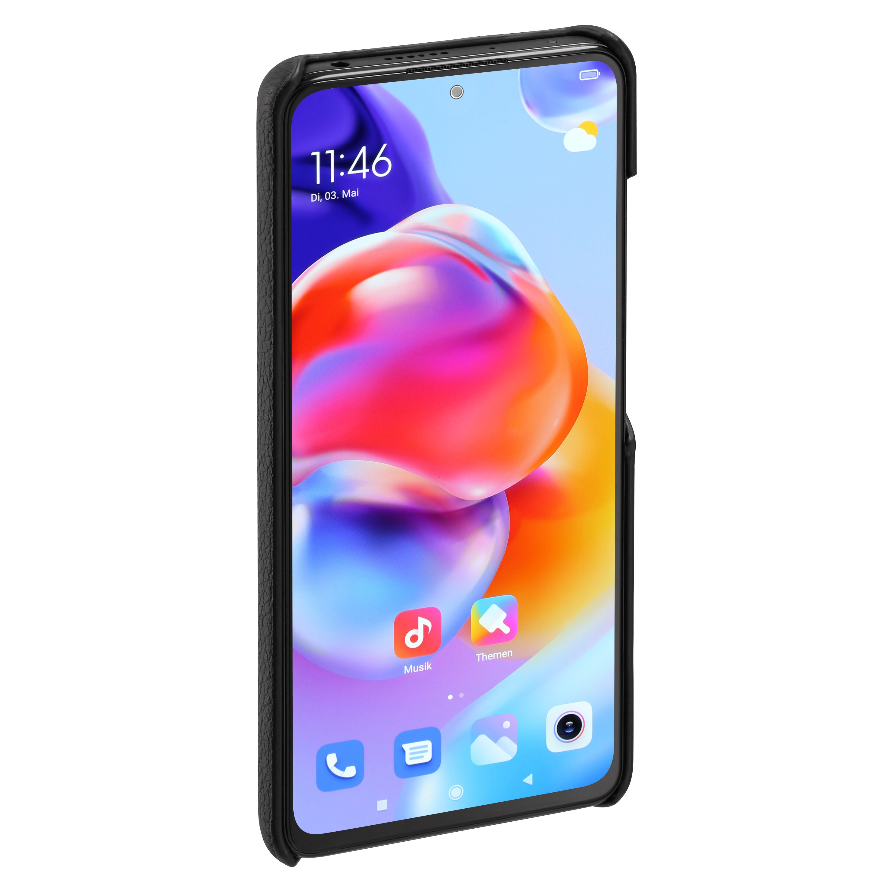 XIAOMI Lenny Echtleder Backcover für Xiaomi Redmi Note 11 Pro, Schwarz