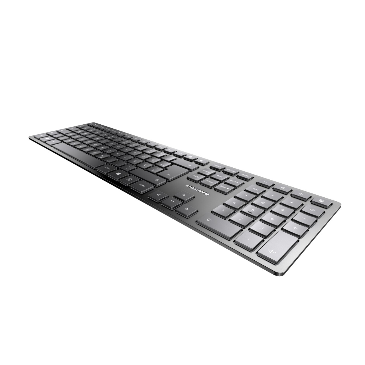 CHERRY KW 9100 Slim kabellose Tastatur Schwarz-Silber