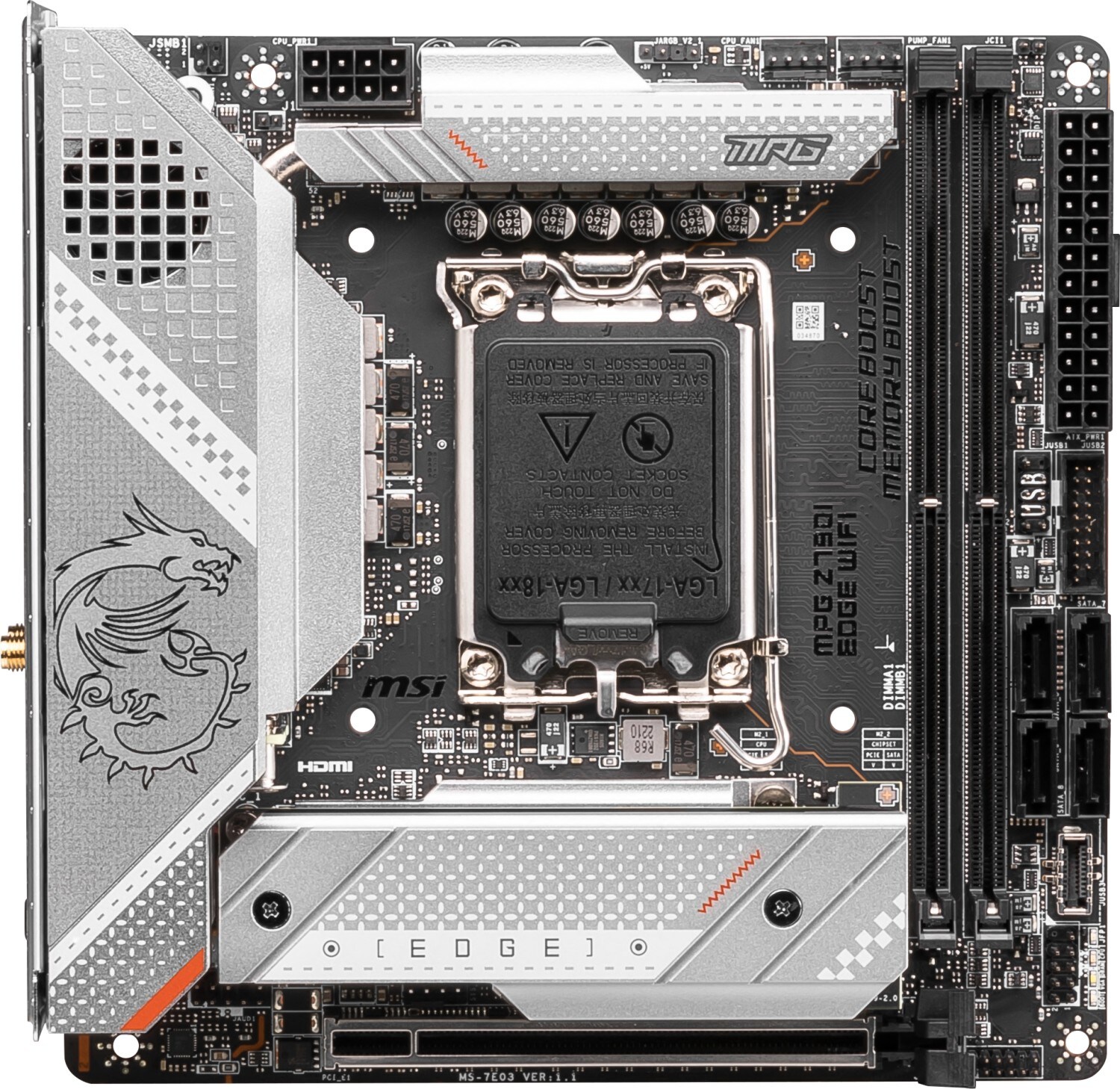 MSI MPG Z790I EDGE WIFI ATX Mainboard Sockel 1700 M.2/WIFI/BT/LAN/HDMI/USB-C