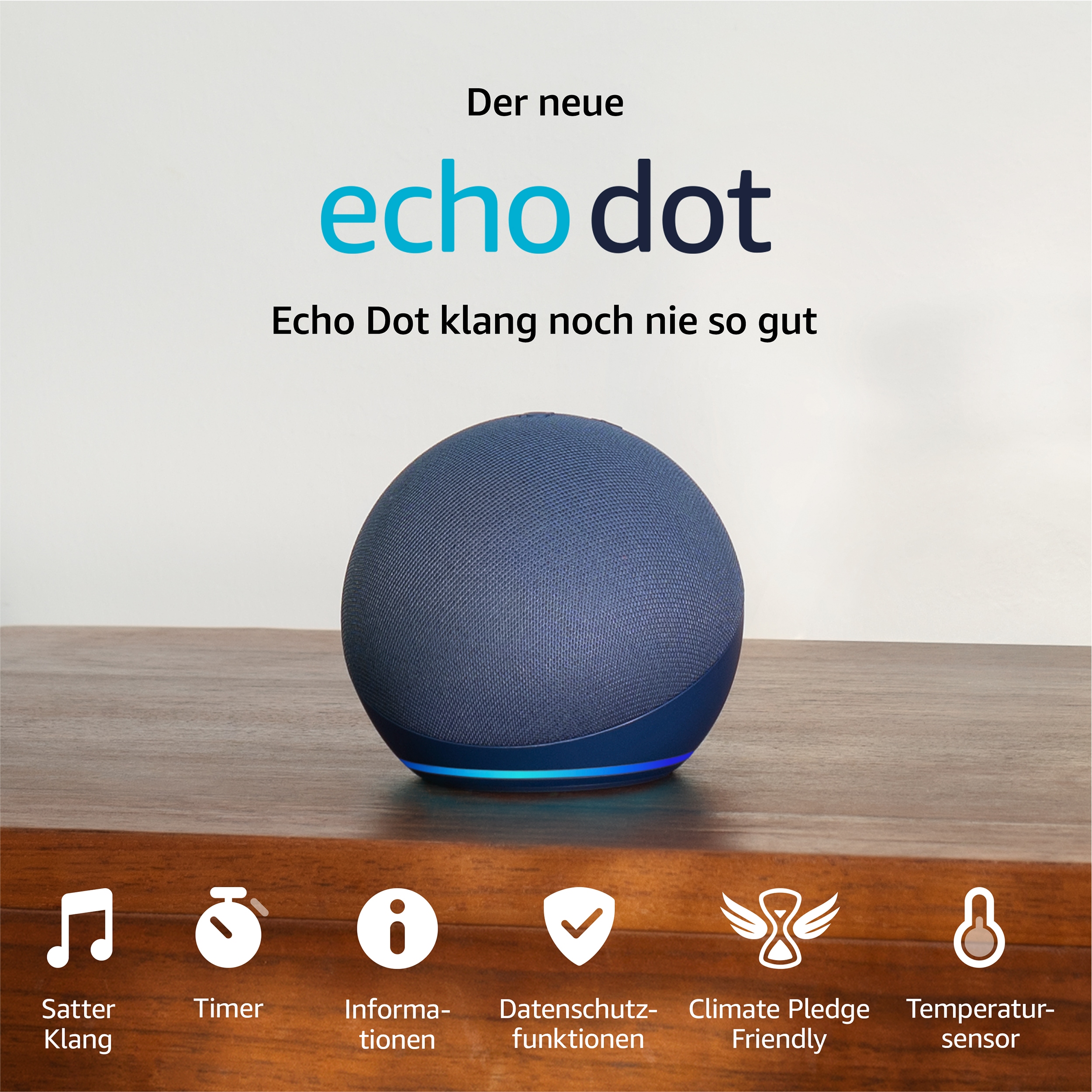 Amazon Echo Dot (5. Gen.) smarter Lautsprecher mit Alexa Tiefseeblau