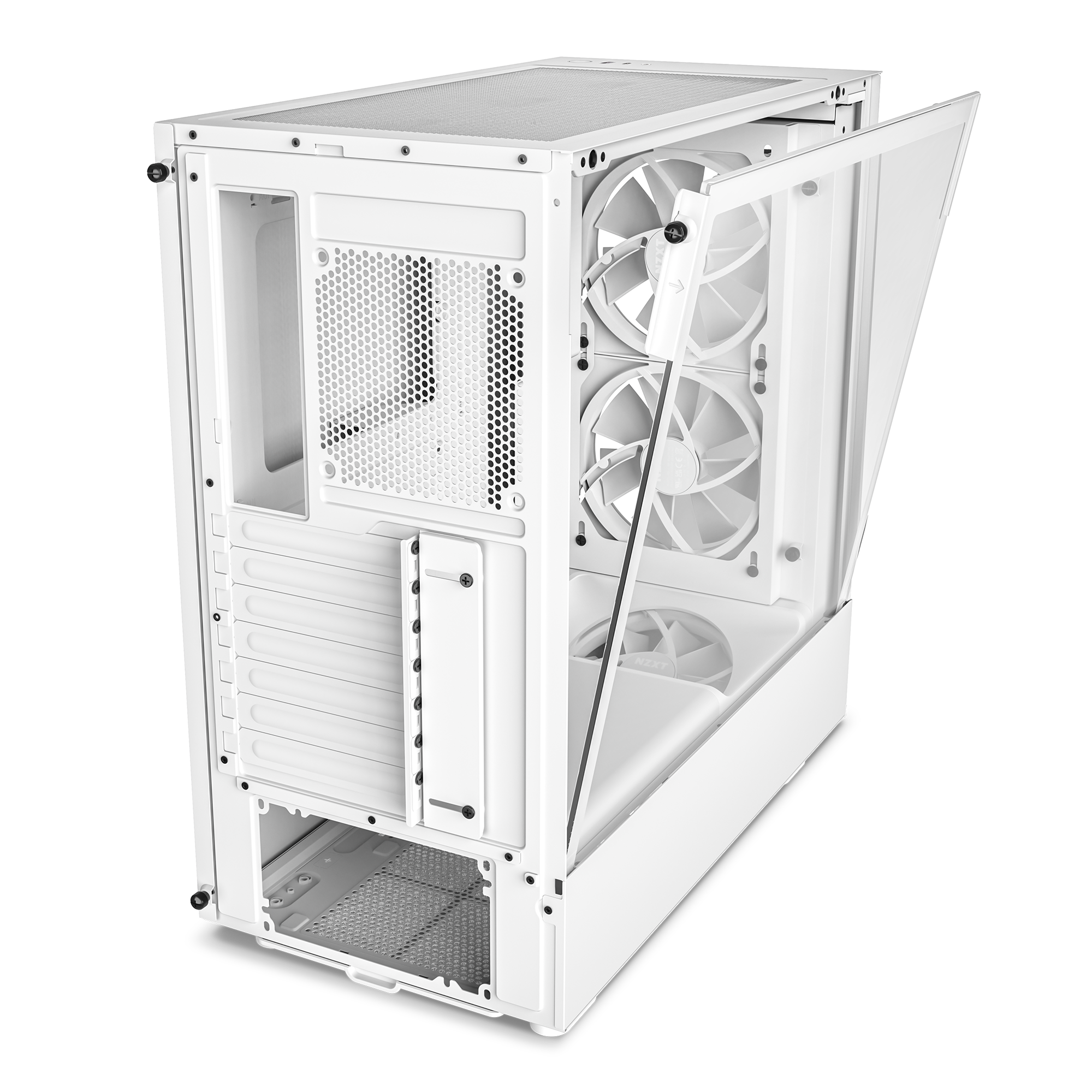 NZXT H5 Elite Midi Tower ATX Gehäuse weiss mit Sichtfenster und RGB, Glasfront