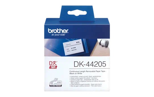 Brother DK44205 wieder ablösbare Klebe-Etiketten, Papier, 62mm x 30,48m