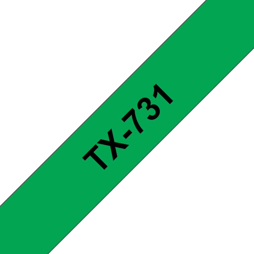 Brother TX-731 Schriftbandkassette 12mm x 15m schwarz auf grün