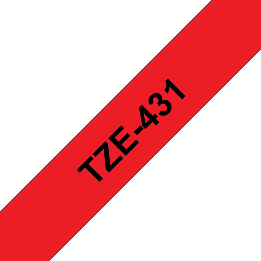 Brother TZe-431 Schriftband, 12mm x 8m , schwarz auf rot, selbstklebend
