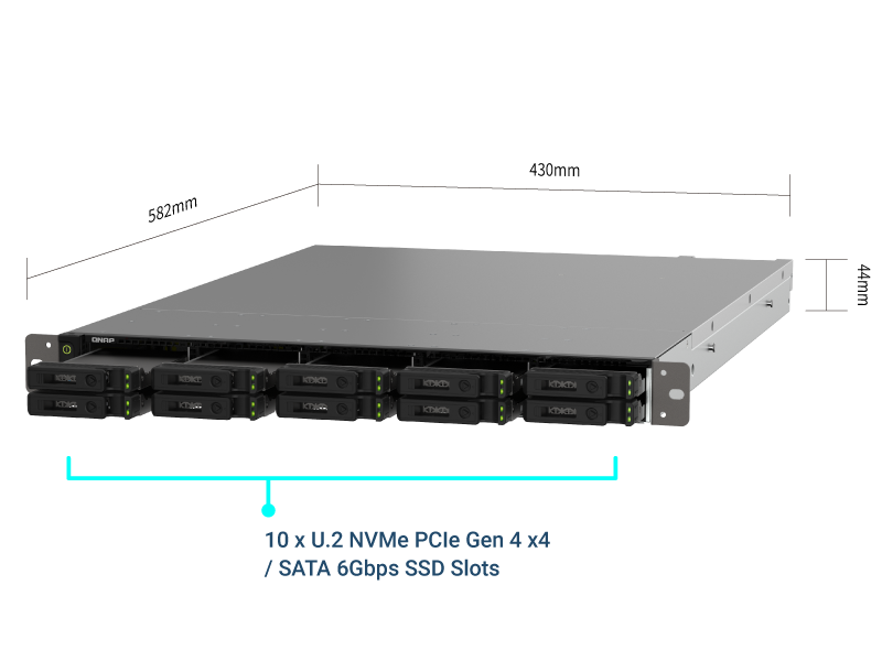 QNAP TS-h1090FU-7232P-64G NAS System 10-Bay NVMe SSD SATA NAS