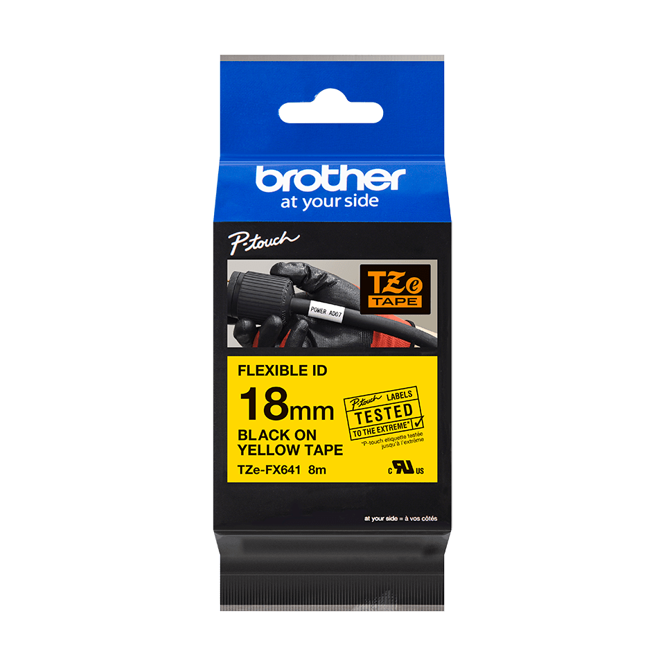 Brother TZe-FX641 Schriftband 18mm x 8m schwarz auf gelb Flexi-Tape