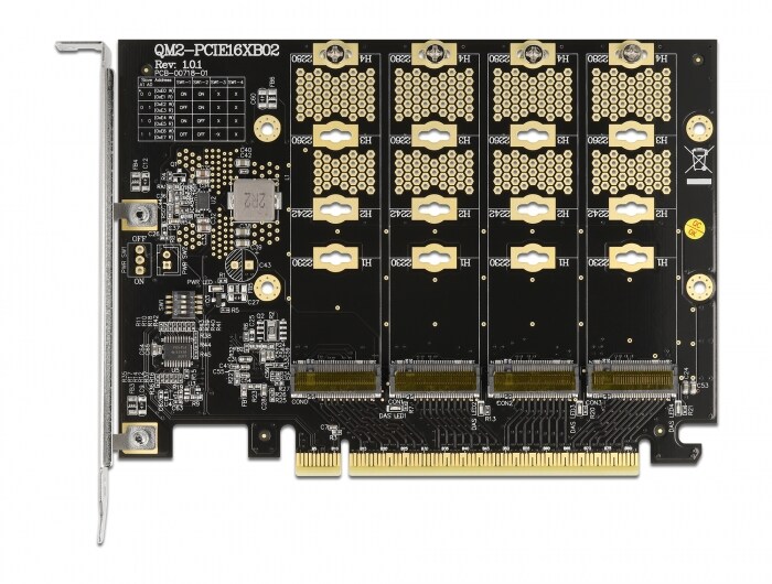 Delock PCI Express x16 Karte zu 4 x intern NVMe M.2 Key M - Bifurcation