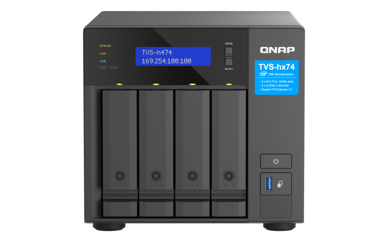 QNAP TVS-h474-PT-8G NAS System 4-Bay Intel Pentium G7400