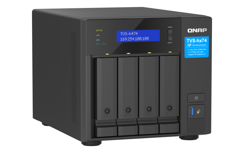 QNAP TVS-h474-PT-8G NAS System 4-Bay Intel Pentium G7400