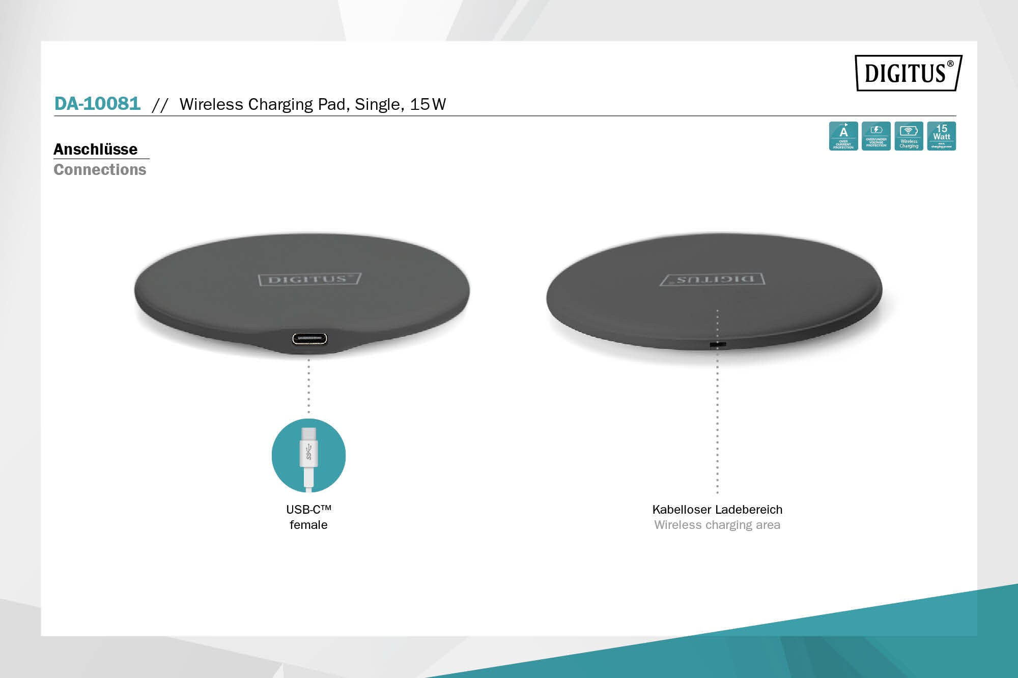 DIGITUS Kabelloses Ladepad, Single, 15W
