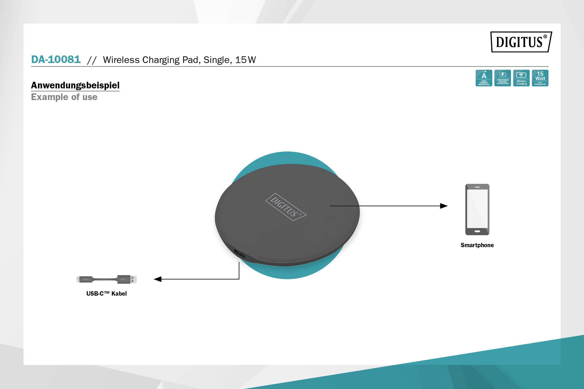 DIGITUS Kabelloses Ladepad, Single, 15W