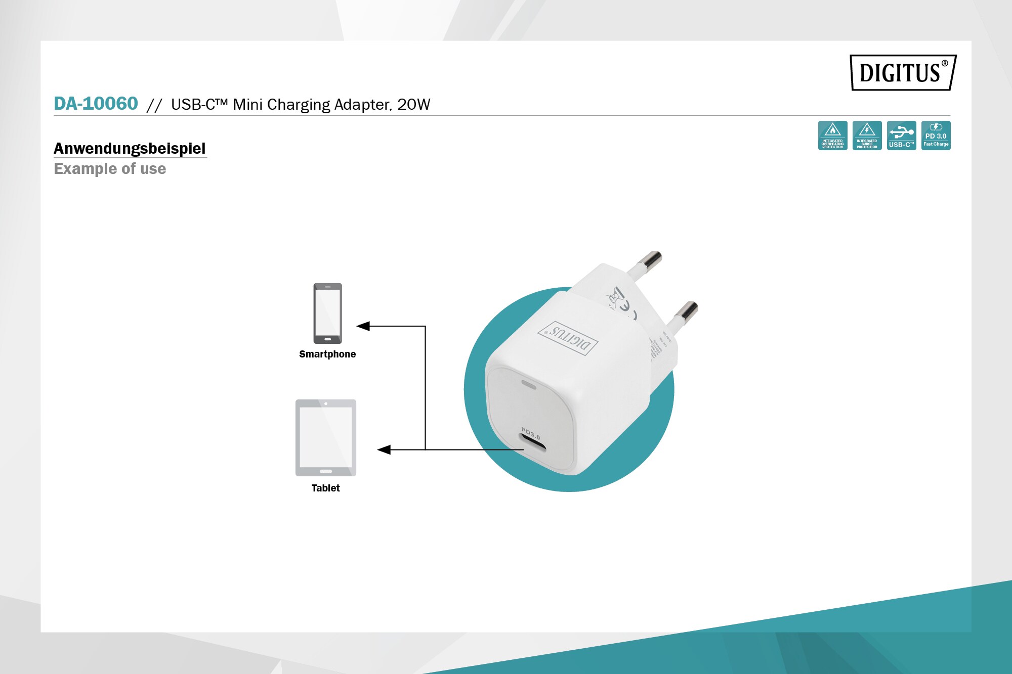 DIGITUS USB-C™ Mini Ladeadapter, 20W