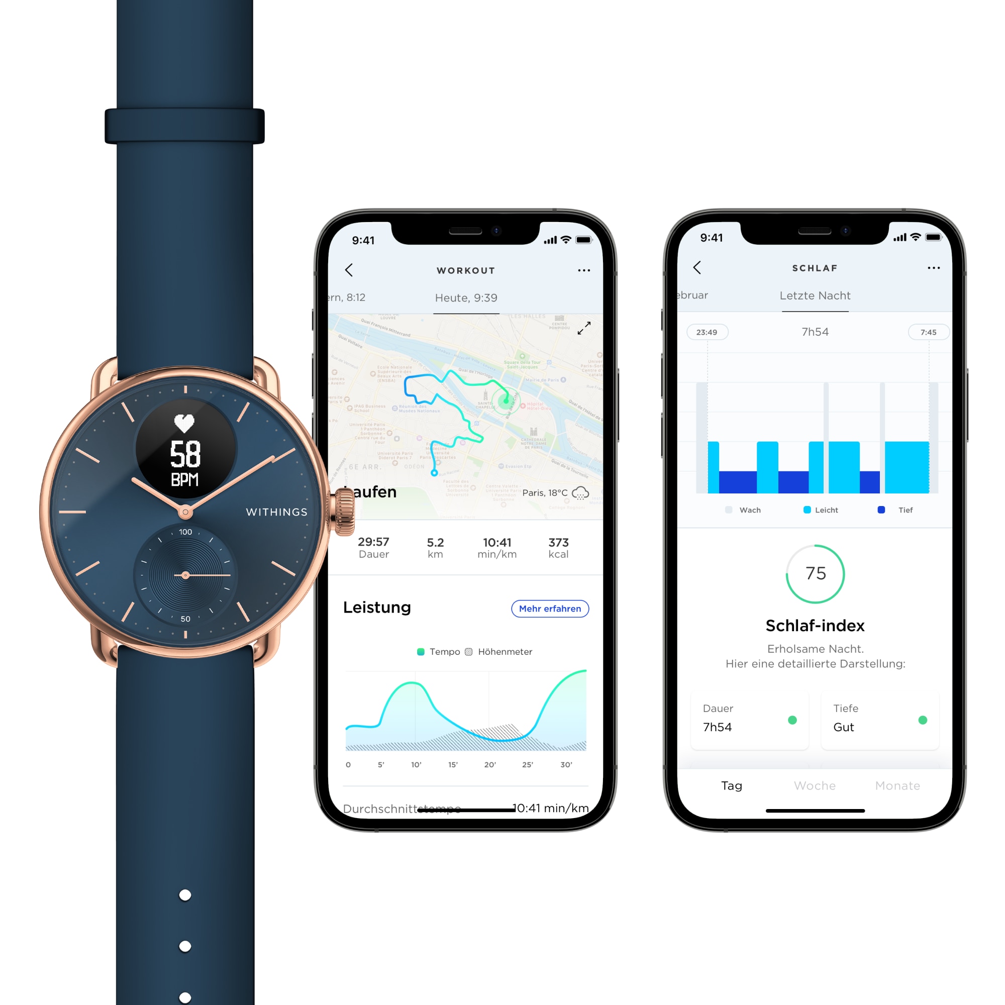 Withings ScanWatch 38 mm rosegold blue