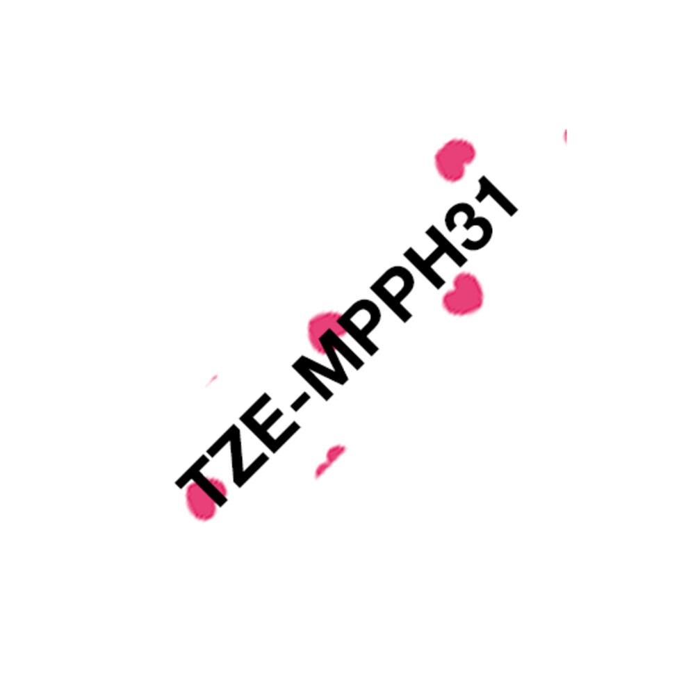 Brother TZe-MPPH31 P-touch Schriftband (laminiert), schwarz auf rosa Herz, 4m