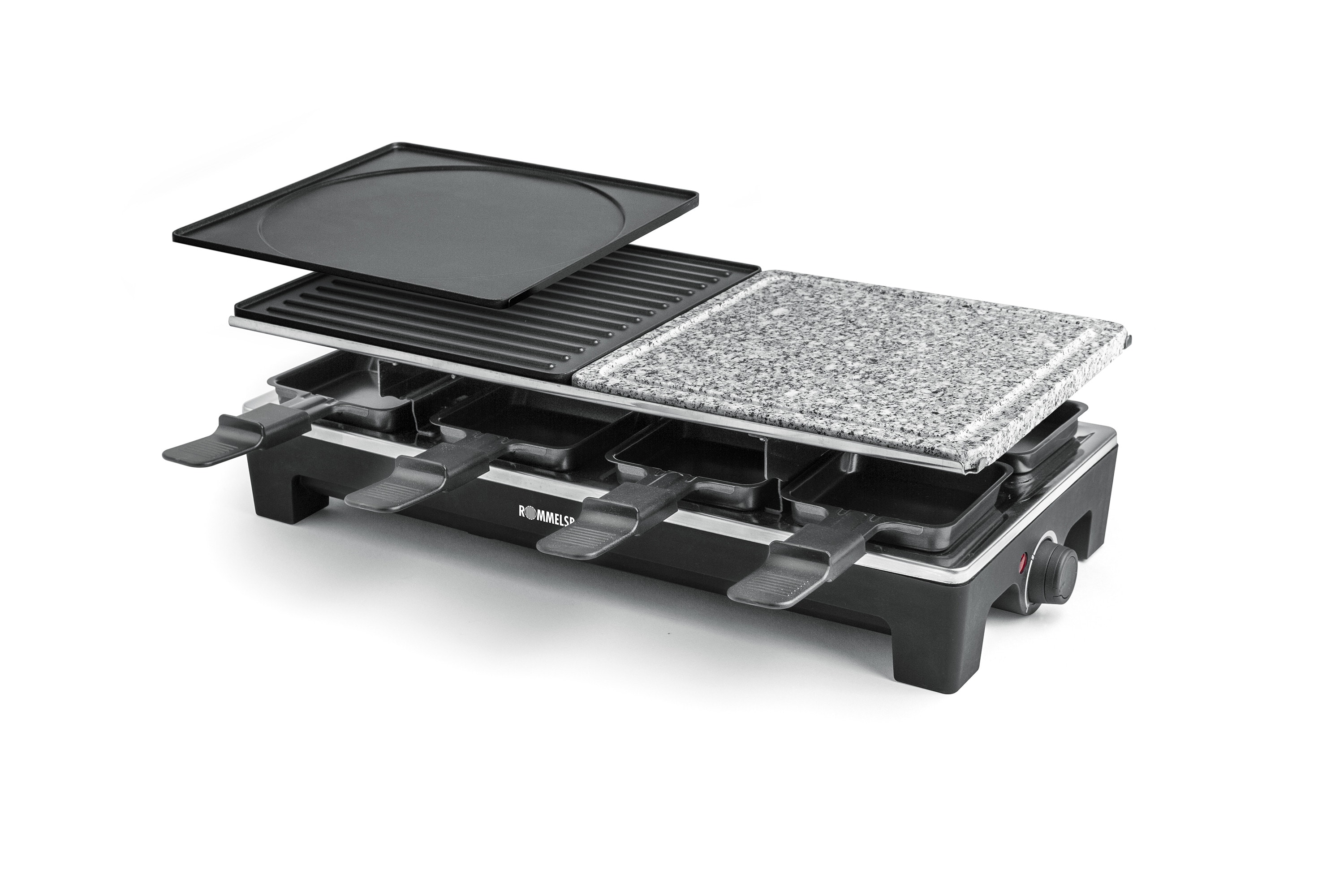 Rommelsbacher RCS 1350 Raclette-Grill Aluminium-Gehäuse 8er Wechselplatten