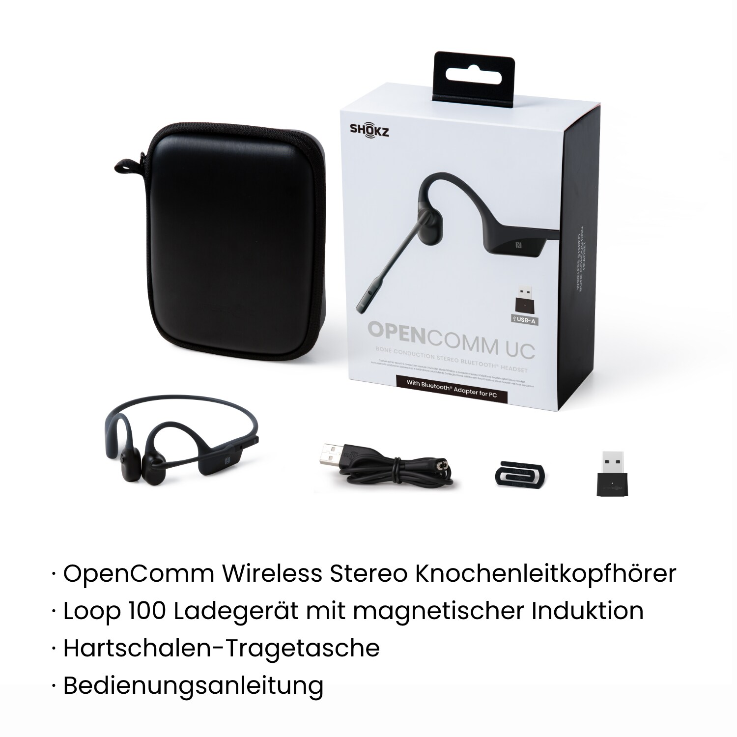 Shokz OpenComm UC (USB-A Dongle) Knochenschall-Headset schwarz