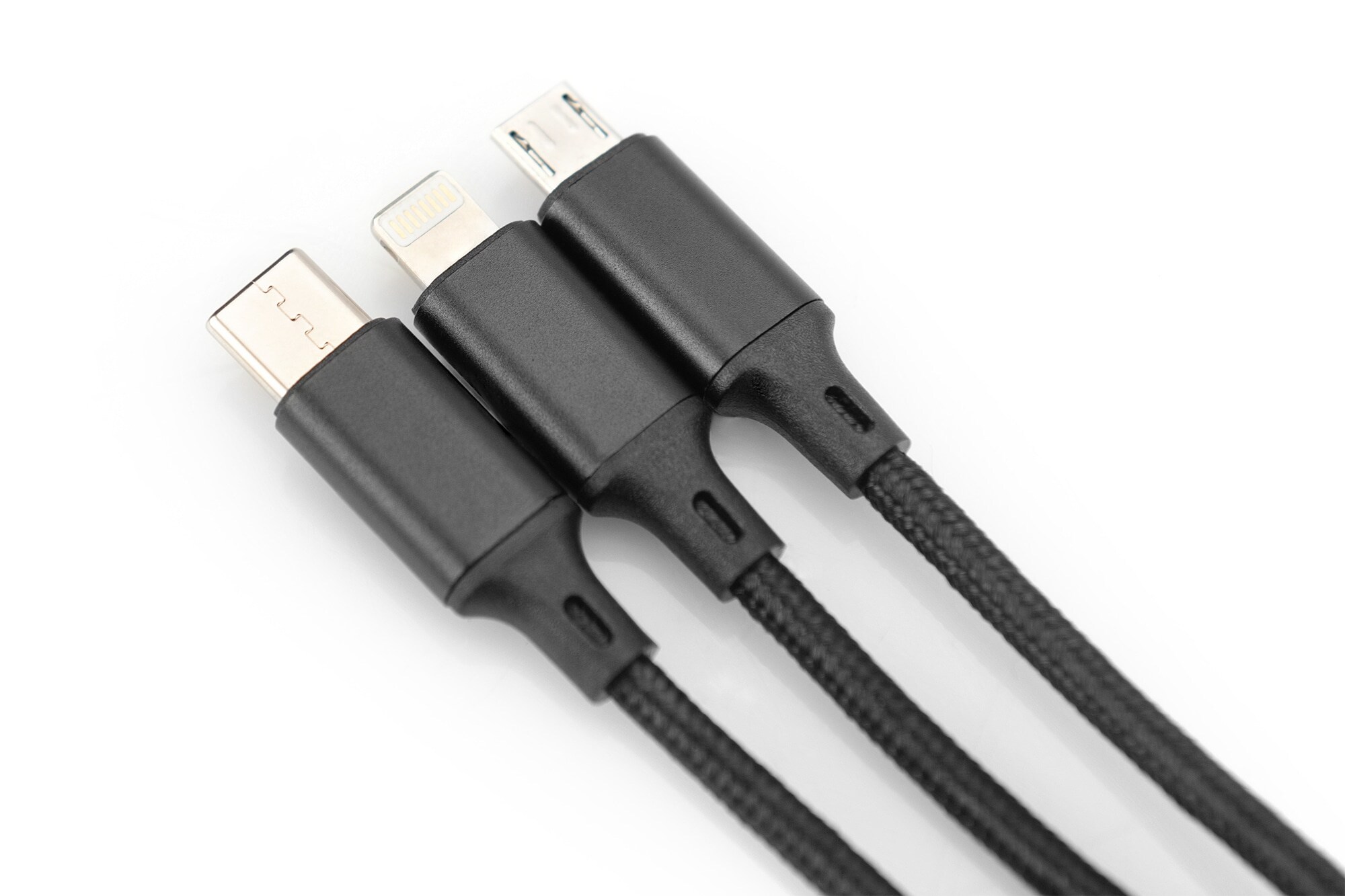 DIGITUS 3-in-1 Ladekabel, USB A - Lightning + Micro USB + USB-C