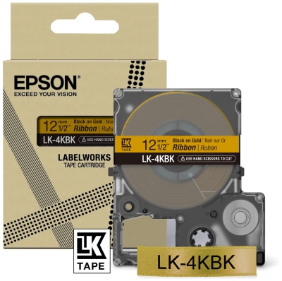 *Epson C53S654001 Schriftband LK-4KBK Satinband 12mmx5m schwarz/gold