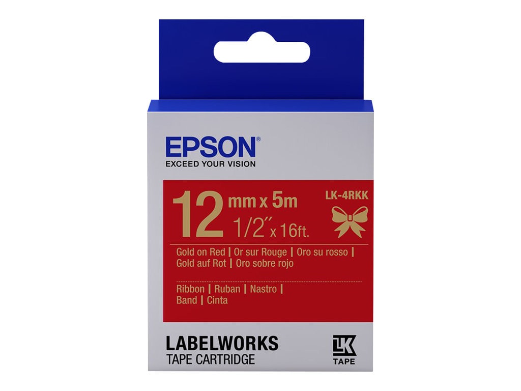 *Epson C53S654033 Schriftband LK-4RKK Satinband 12mmx5m gold/rot