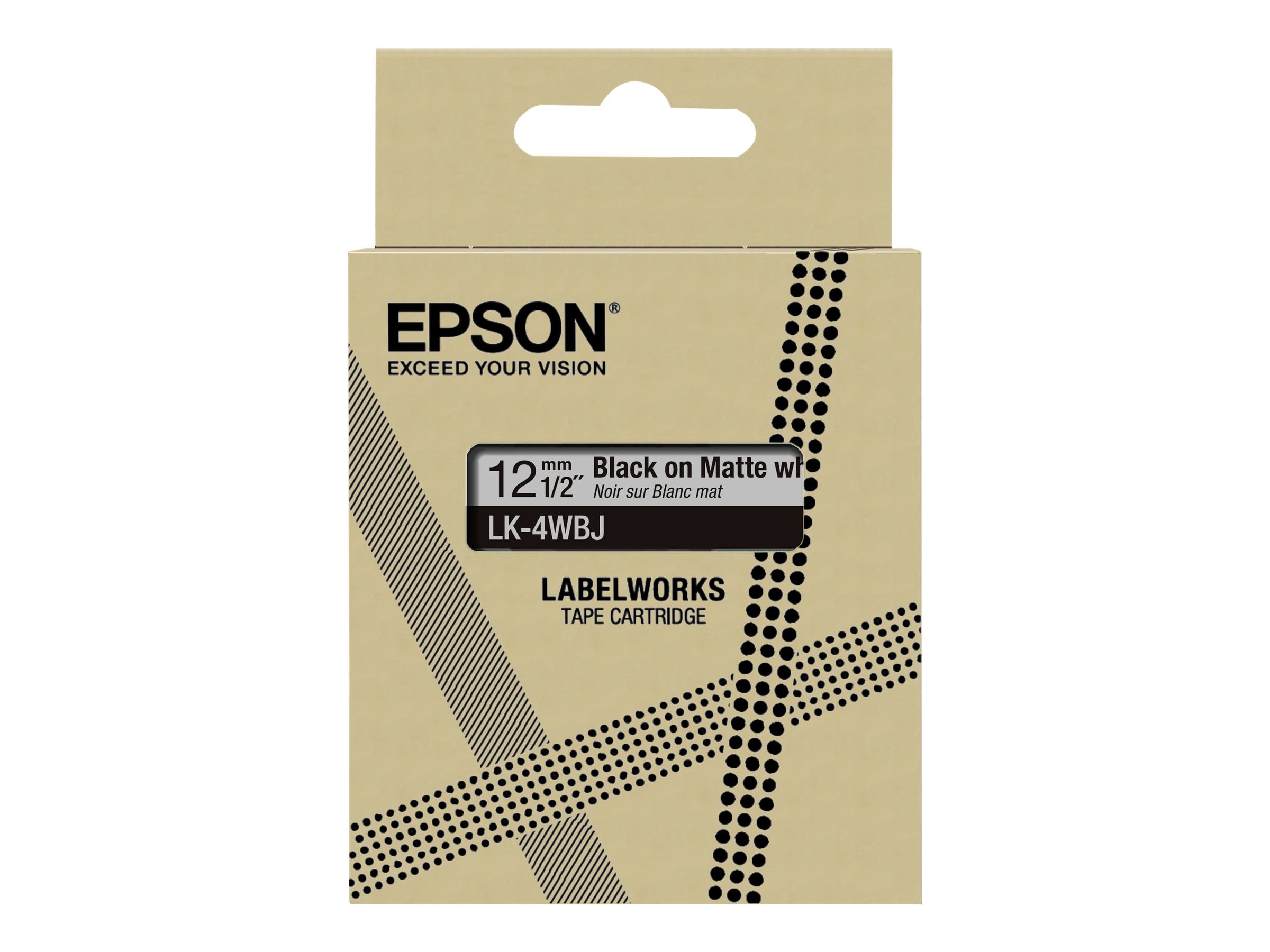 Epson C53S672062 Schriftband LK-4WBJ Matt 12mm x 8m schwarz auf weiß