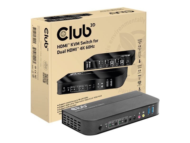 Club 3D HDMI KVM Switch für Dual HDMI 4K60Hz