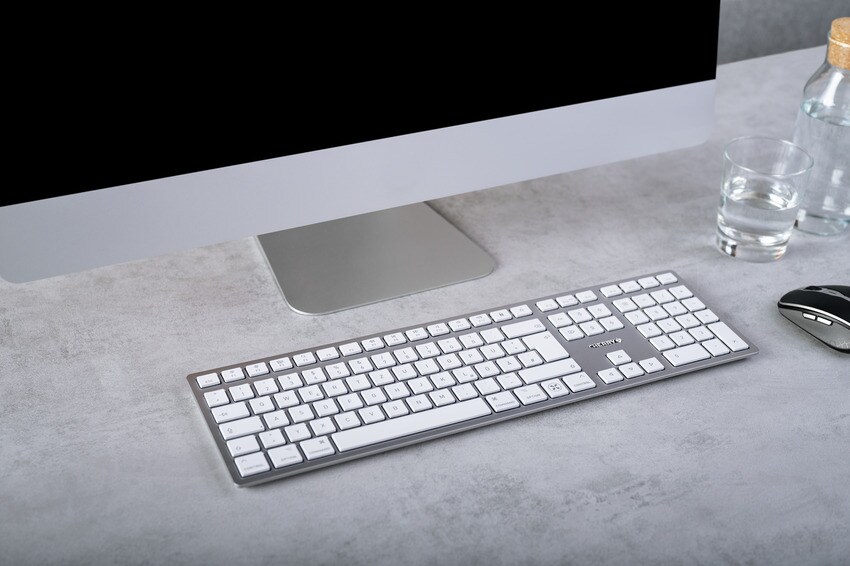 CHERRY KW 9100 Slim kabellose Tastatur DE-Layout weiß-Silber